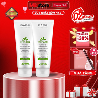 Sữa rửa mặt BABE Stop Akn Purifying Cleansing gel cho da dầu mụn 200ml,Làm thông thoáng lỗ chân lông