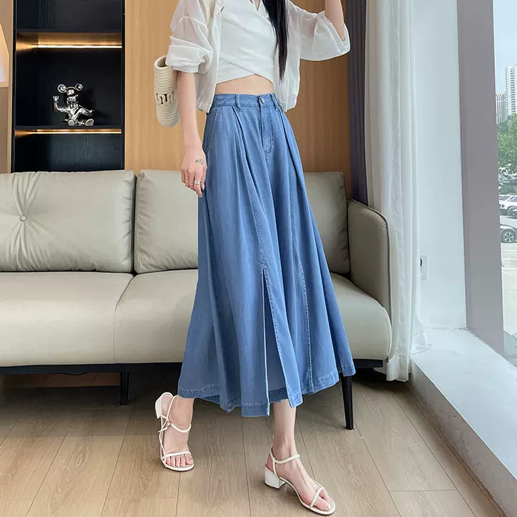 Quần Giả Váy Jean Quần Jean Ống Rộng Nữ Quần Bò Ống Rộng Nữ [ MÃ : 50594Q2024 ]