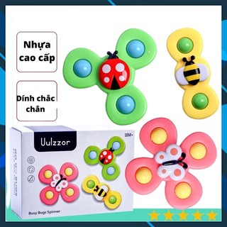 Bộ 3 con quay spinner hình côn trùng vui nhộn, đồ chơi gắn tường cho bé