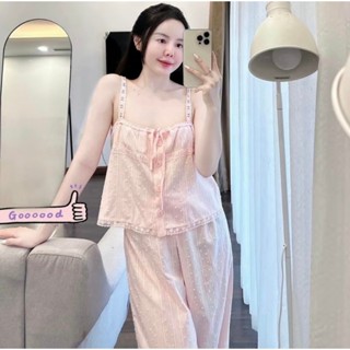 B76 Bộ Quần Áo 2 Dây Quần Dài Cho Nữ Chất Đũi Bông Xù Mềm Mại  Cao Cấp Phương Linh Underwear