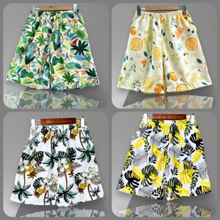 Quần sơ mi hoa quả họa tiết đi biển, short đùi gia đình hoa lá cành hawaii Du lịch-  ALIBU