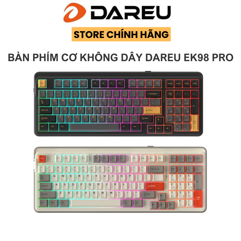 Bàn phím cơ Dareu EK98 Pro BLACK GOLDEN / PROTO (LED RGB ,Triple Mode, Cherry PBT, Hotswap)