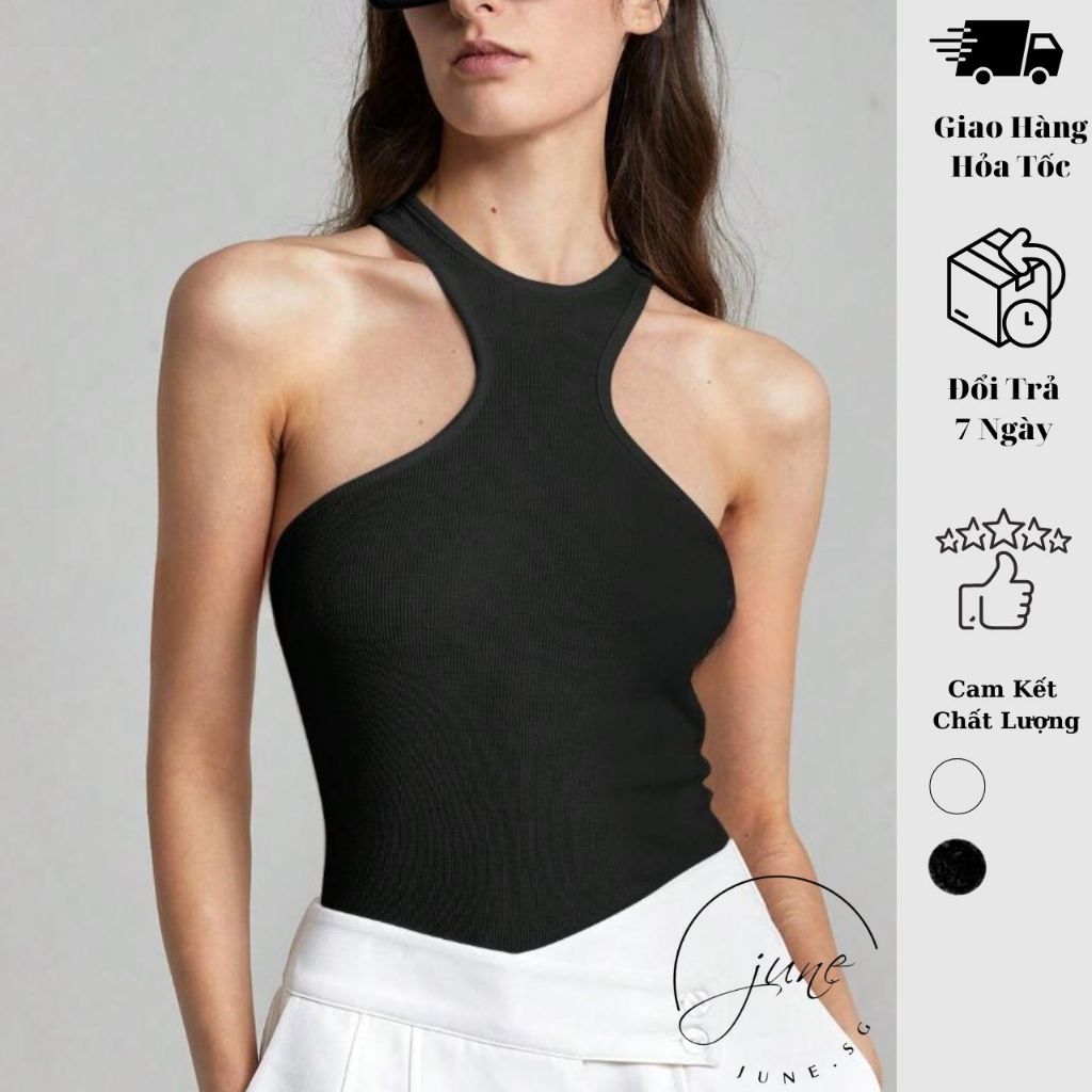 Áo thun 3 lỗ nữ JUNE.SG Áo croptop form dài ôm body nữ Basic D103