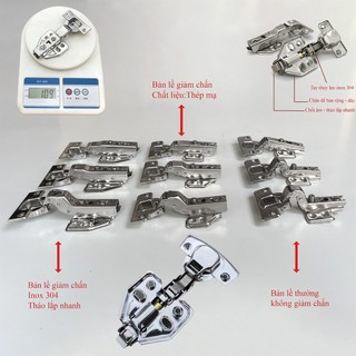 Bản lề giảm chấn inox 304 dày 2.5mm, bản lề hơi, bản lề bật dùng cho tủ quần áo, tủ bếp, tủ giày