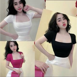 COMBO:3 Áo thun tăm cộc tay chất thun tăm mát cổ vuông cực cá tính TOP nữ