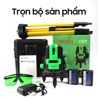 Máy Cân Bằng Bắn Cốt Laser 5 tia xanh AKUZA + 2 Pin Gài, Bóng Led Siêu Sáng