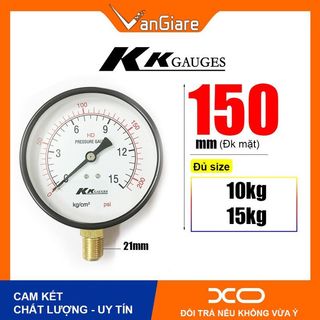 [Mặt to] Đồng hồ đo áp suất hơi KK gauge 150mm 10kg 15kg