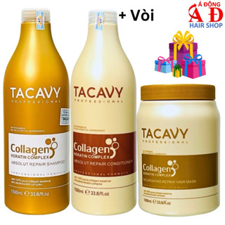 BỘ DẦU GỘI XẢ HẤP Ủ COLAGEN KERATIN TACAVY PHỤC HỒI TÓC HƯ TỔN SIÊU MỀM MƯỢT