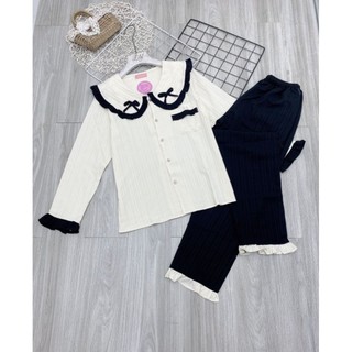 Sét bộ dài pyjama  gân bèo nơ