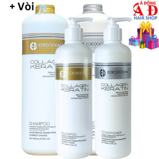 [Edocean] Dầu gội xả Edocean Collagen Keratin siêu mượt, ngăn rụng cho tóc khô hư tổn