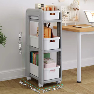 Kệ để đồ trượt có bánh xe 3 tầng có thể tháo lắp tiện lợi
