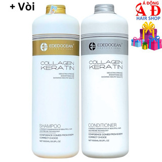 [Ededocean] Bộ dầu gội xả Edocean Collagen Keratin siêu mượt phục hồi giảm gãy rụng 1000ml