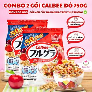 [Combo Siêu Hời] Ngũ cốc Calbee Đỏ Ăn Kiêng Giảm Cân Nhật Bản Mix Sữa Chua Trái Cây Granola Ăn Sáng 800G - Lanna Store