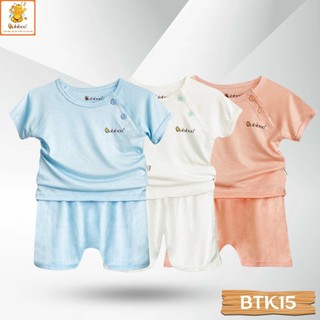 Bộ sơ sinh cộc tay cài vai Babiboo vải visco siêu mềm mại BTK15
