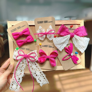 Kẹp tóc tone hồng neon cho bé ảnh thật made by Cloudy's Mami