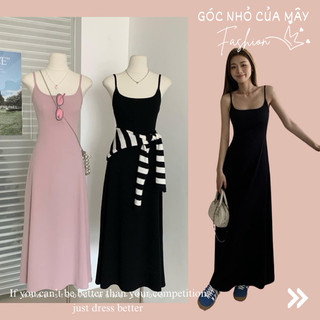 7844 Váy thun hai dây basic trơn dáng dài co giãn chuẩn tag WGWE GNCM