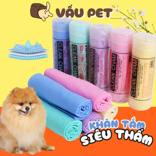 Khăn tắm cho chó mèo siêu thấm hút có hộp tiện lợi tiết kiệm thời gian vẩu pet shop