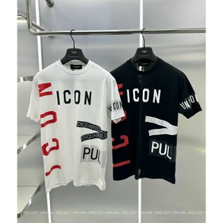Áo Dsq2 Họa Tiết In ICON Dọc Hot Trend, Áo Phông Nam Nữ Cháy Phố Cực Chất, Áo Thun Nam Form Rộng ICON In Quyanh Tay