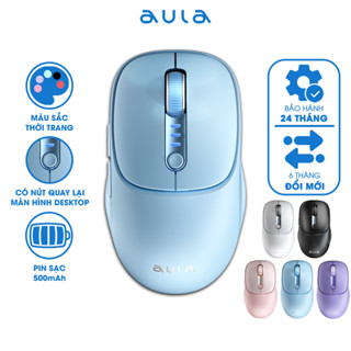 Chuột Không Dây AULA AM208 Màu Sắc Thời Trang Tùy Chỉnh DPI Có Led Báo Pin Sạc Type C 500mAh