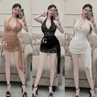 Đầm ren cổ yếm phối tà ôm body gợi cảm sang chảnh