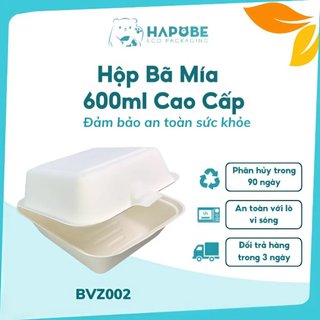 Combo 50 hộp bã mía đựng bánh bento 600ml bvz002