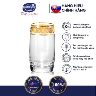 Bộ 6 ly pha lê uống nước bia mạ vàng 24k tiệp khắc 250 ml 380 ml
