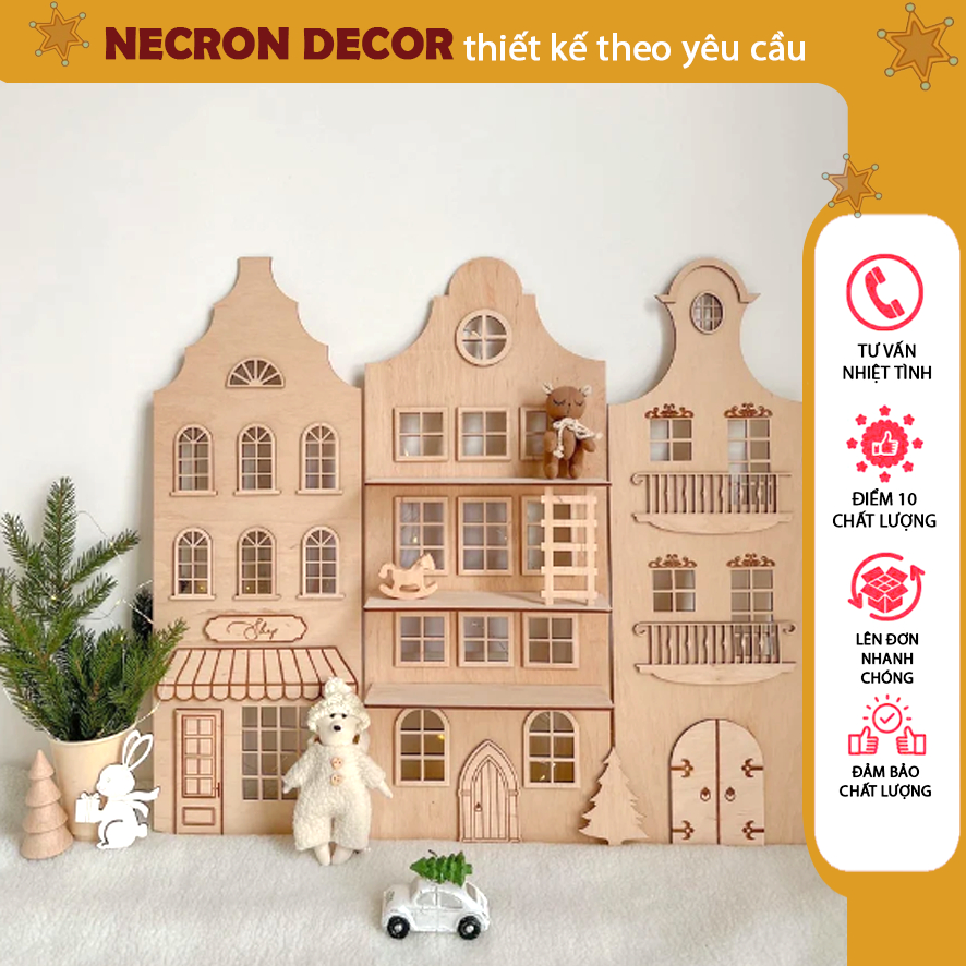 Mô hình nhà búp bê lắp ghép Ngôi nhà xinh xinh-Diy lắp ráp tặng kèm dụng cụ lắp ghép, keo- necron de