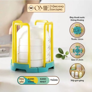 Kệ úp bát đĩa, đũa OMIE gấp gọn có khay thoát nước tiện dụng