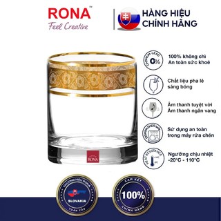 Bộ 6 ly pha lê uống whisky bia nước 280 ml mạ vàng 24K Tiệp Khắc