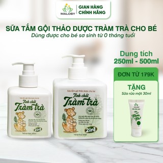 Sữa Tắm Gội Thảo Dược Tràm Trà MALOBY Cho Bé Sơ Sinh Hỗ Trợ Làm Sạch Da Giảm Mẩn Ngứa Rôm Sẩy 250ml-500ml Từ 0-24 tháng