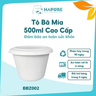 Combo 50 chiếc Tô bã mía bát bã mía 500ml có nắp