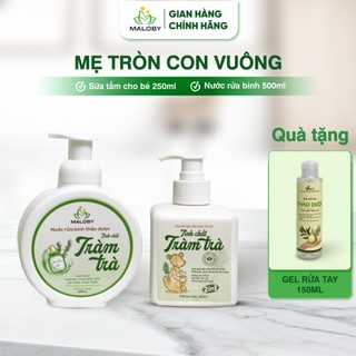 Combo Sữa Tắm Gội 250ML, 500ML Và Nước Rửa Bình 500ML Cùng MALOBY Từ Thảo Dược Tràm Trà Dịu Nhẹ Dành Cho Bé