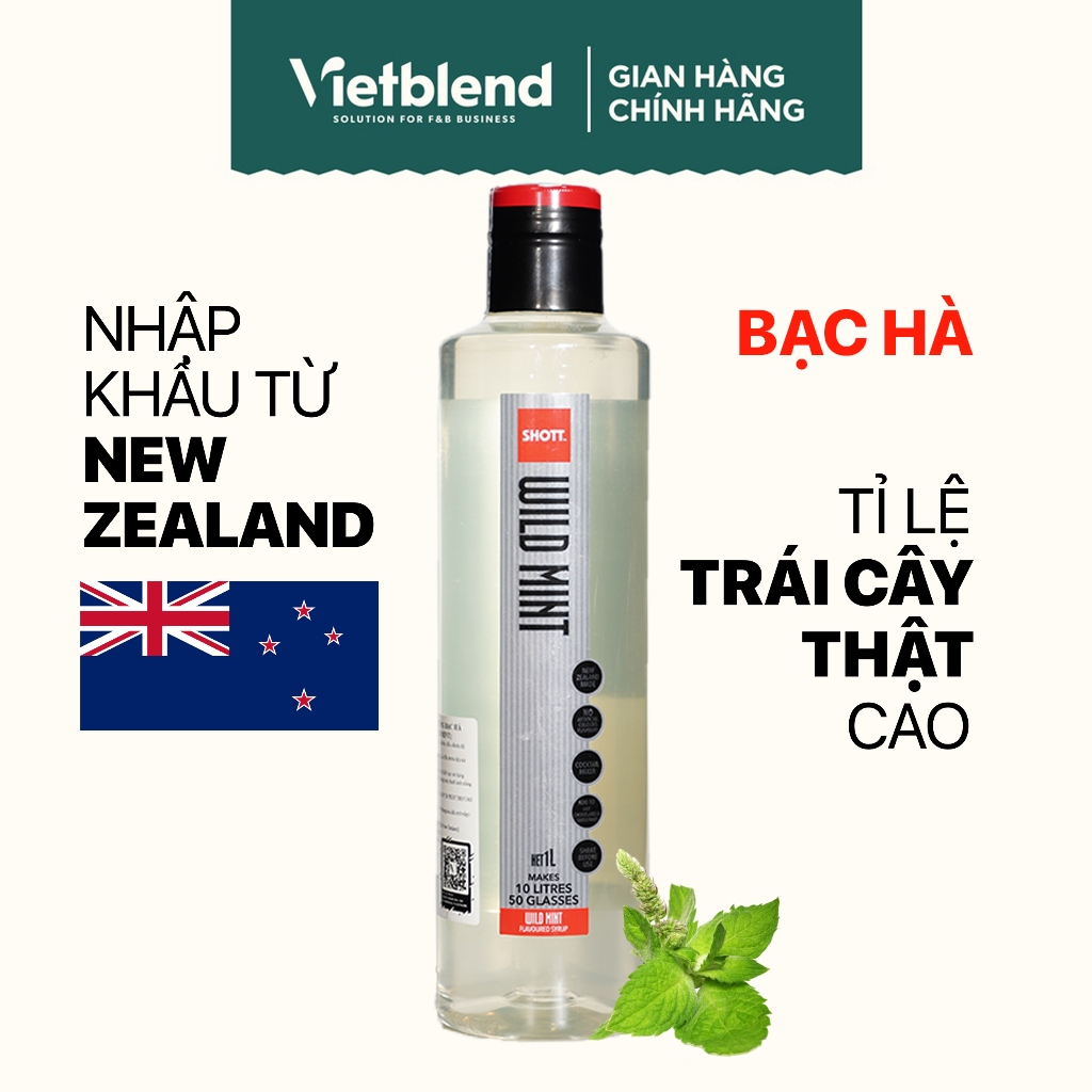 Syrup SHOTT Vị Bạc Hà (Wild Mint) Chai 1 Lít