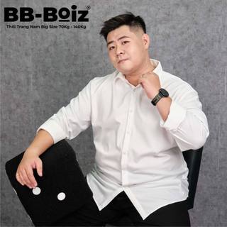 [BigSize] Áo Sơ Mi Nam Tay Dài Trơn BB-Boiz Chất Vải Lụa Màu Trắng Fom BigSize 70 - 140Kg - Mã 001