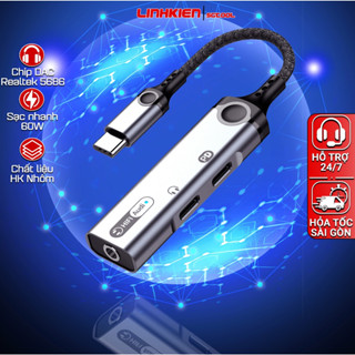 Jack chuyển đổi  Type-C 3 in 1 hỗ trợ cắm tai nghe 3.5mm,Type-C DAC 5686 Mic Sạc 60W Cho Điện Thoại, Máy Tính Bảng Mh340