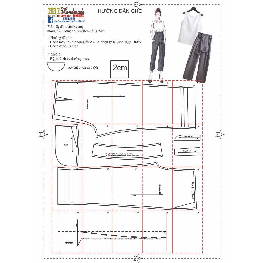 Rập giấy A0 mã 713 (BẢN VẼ) rập quần suông