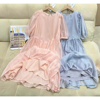 Đầm babydoll vải tơ lụa gam màu pastel