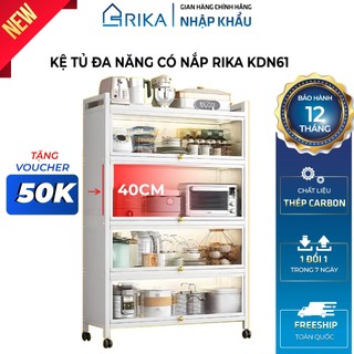 Kệ tủ bếp có nắp đậy RIKA KDN61 Khoang Tủ Rộng Ngăn Cao 40cm, Tủ bếp nhập khẩu cao cấp chất thép carbon sơn tĩnh điện
