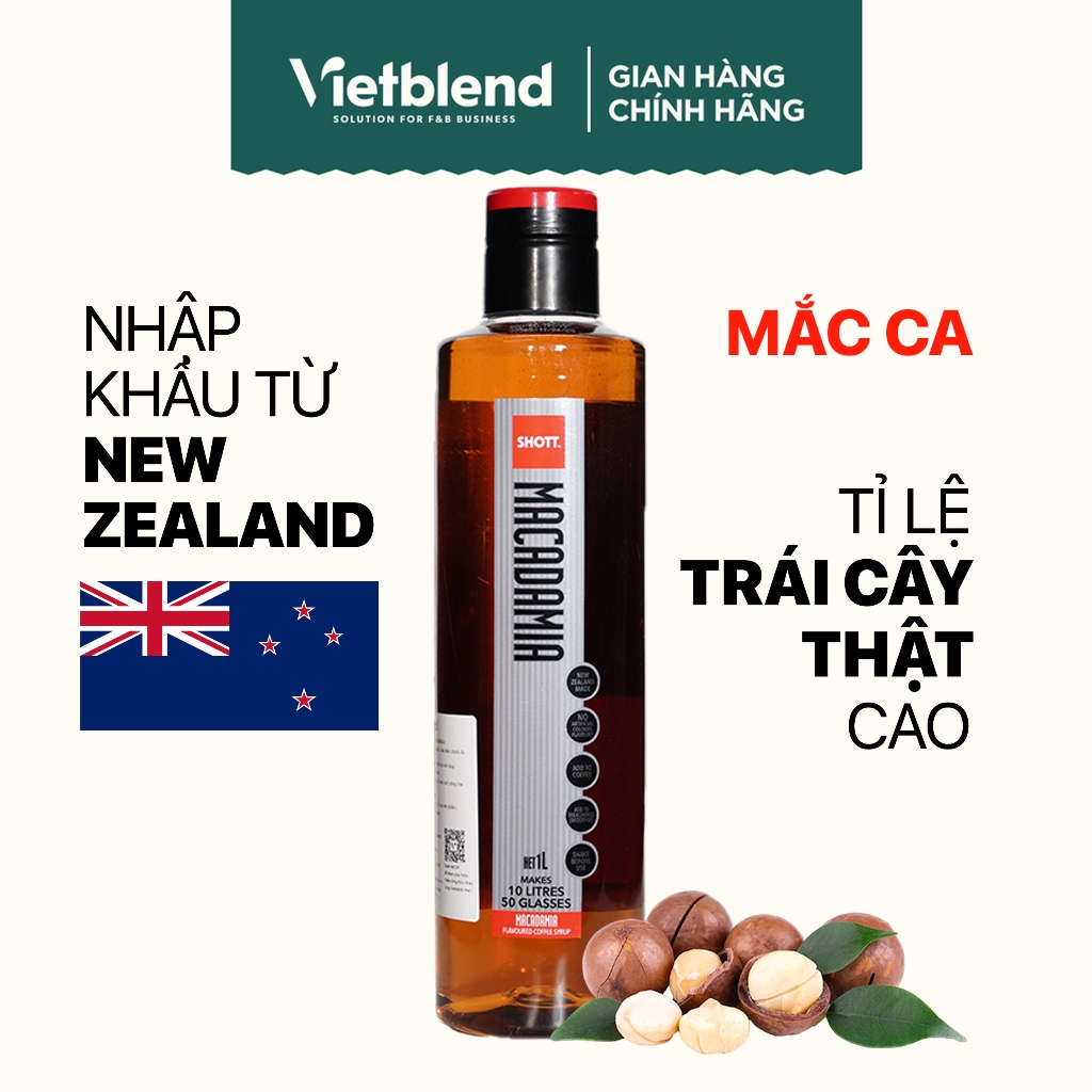 Syrup SHOTT Vị Hạt Macca (Macadamia) Chai 1 Lít