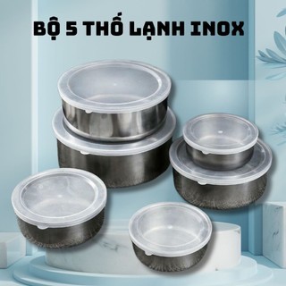Bộ 5 Hộp Tròn đựng thực phẩm bằng Inox