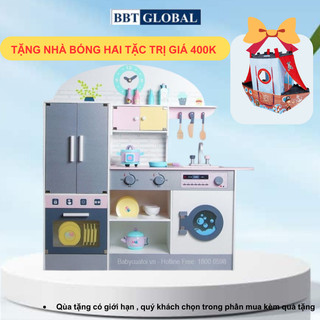 (Tặng tạp dề + nhà bóng) Bộ đồ chơi nấu ăn gỗ BBT Global cao cấp MSN19033