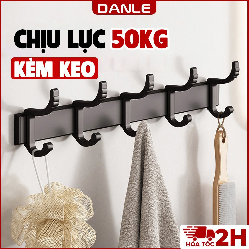 Móc treo tường DANLE treo quần áo, chịu lực lên đến 50KG, chất liệu nhôm không gian chống gỉ, tặng k