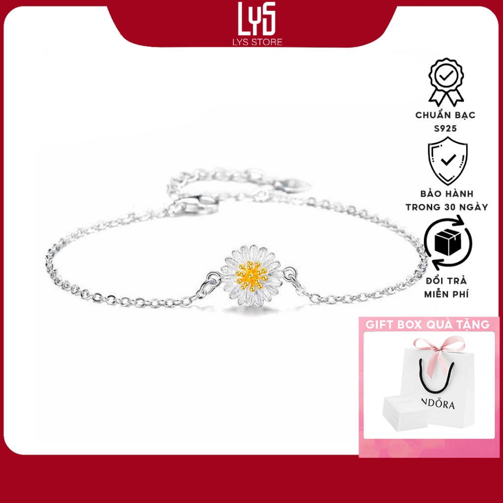 Vòng tay bạc Lys Hoa Cúc Đính Đá 2234 - Lắc tay chuẩn Bạc S925