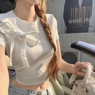Áo croptop thiết kế dây thắt nơ peonyb - Thun kiểu dáng ngắn màu trắng bánh bèo hotgirl phong cách hàn quốc đẹp