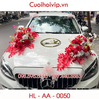 Hoa Xe Cưới bằng Lụa Cao Cấp chỉ việc dùng - HL-AA-0050 - Tặng 9 nơ, chữ hỷ