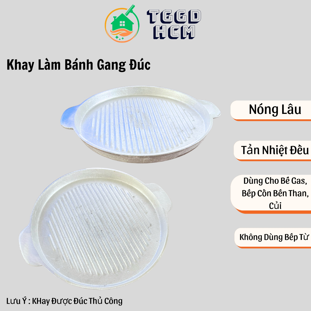 Chảo Nướng Thịt-Nướng Bánh Chất Liệu Gang Đúc Thủ Công