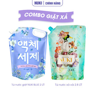 Combo Giặt Xả NuKi 4.8 L, Giặt sạch quần áo, Lưu hương thơm lâu, Mềm vải, Không gây kích ứng da
