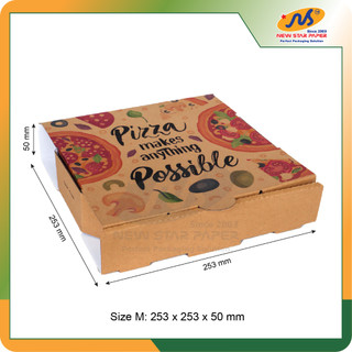 Size M - 25x25x5cm - Bó 10 hộp giấy đựng bánh pizza