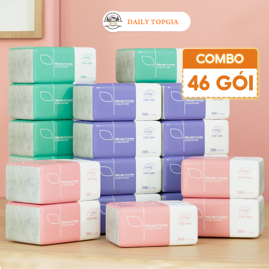 Giấy ăn gấu trúc Top Gia khăn giấy rút thùng 46 gói tiện lợi thận thiện môi trường mềm mịn tiết kiệm