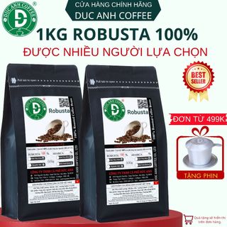 1kg Cà Phê Robusta Rang Mộc Nguyên Chất D COFFEE Đậm Vị, Cafein Cao, Hậu Ngọt, Cà Phê Đức Anh